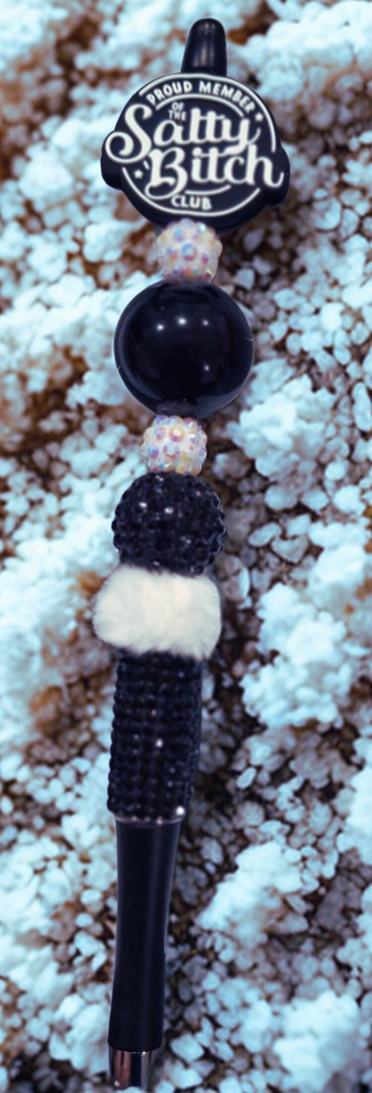 Black and White Beaded Pen