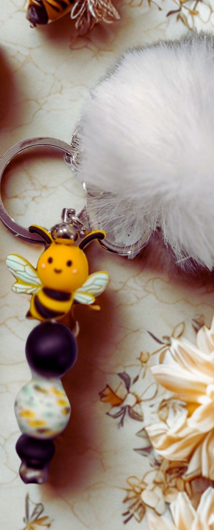 Bee Beaded Pen and Keychain Set