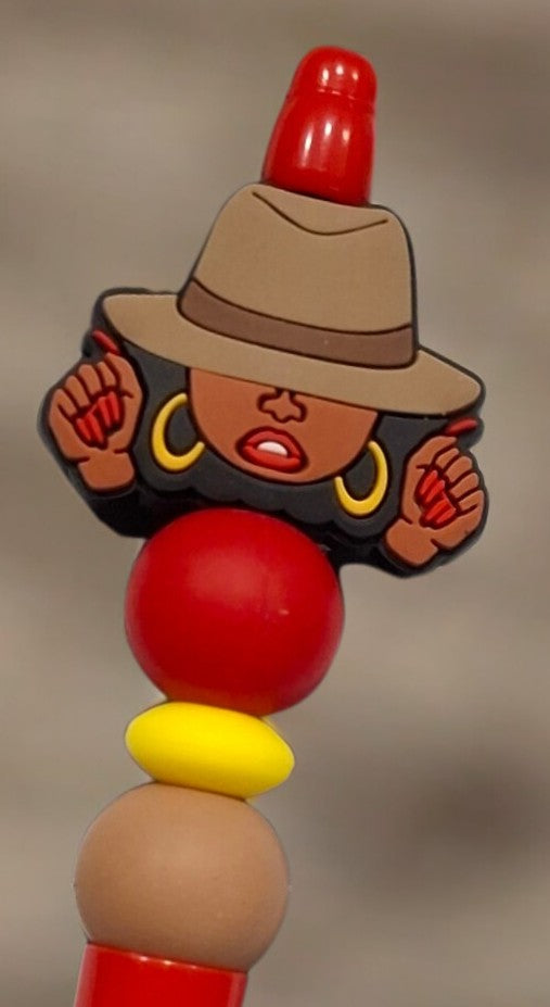 African American Woman Beaded Pen