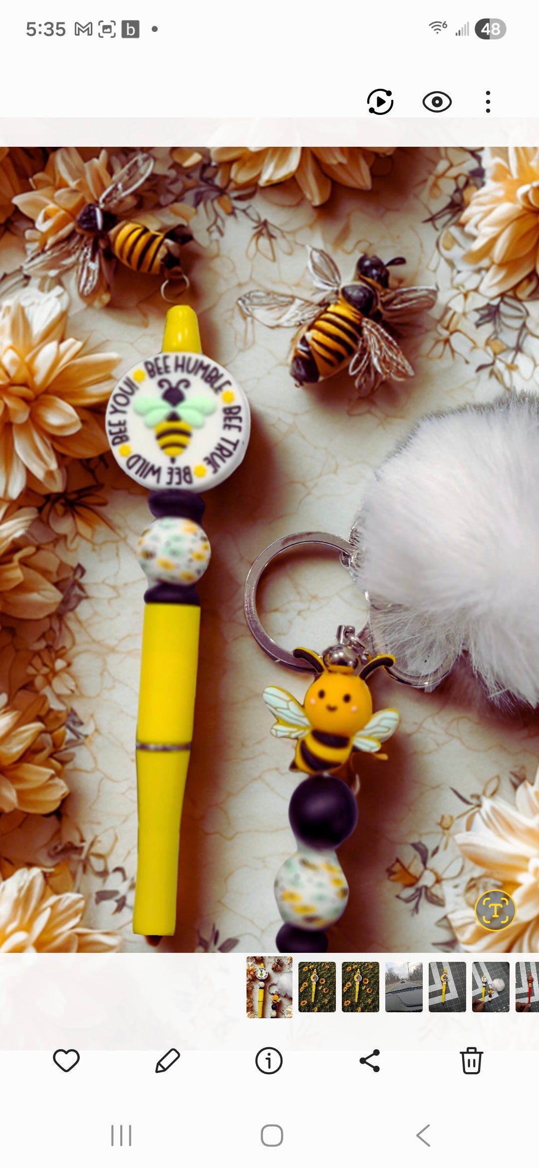 Bee Beaded Pen and Keychain Set