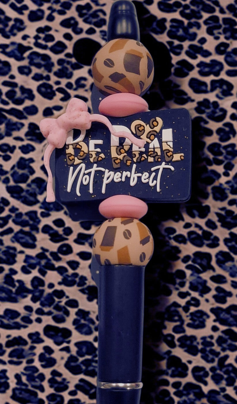 Leopard Print and Pink Beaded Pen