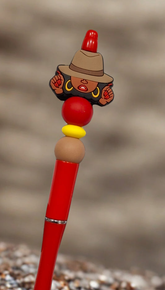 African American Woman Beaded Pen